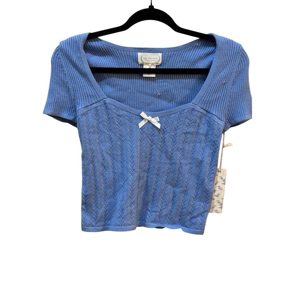 The Prairie By Racheal Ashwell Babydoll Tee Textured Blue Boho Size Large